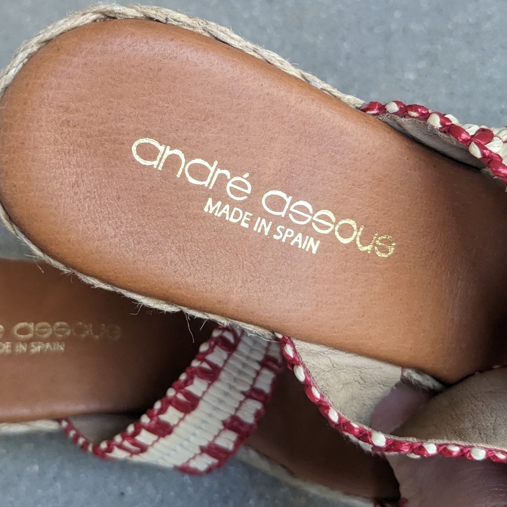 ❤️ André Assous Nolita Raffia Wedge red/neutral sandal - Picture 7 of 11